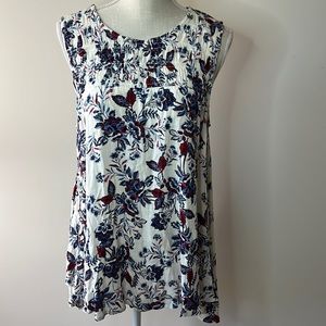 Top/tank top size S multicolored floral pattern lightweight rayon fast shipping